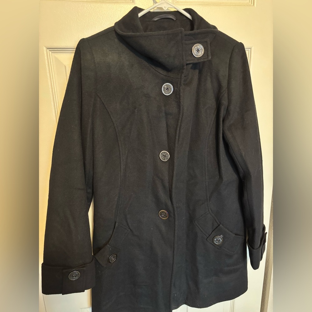 Kristen Blake Black Australian Wool Pea Coat